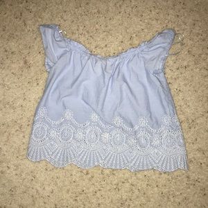 Cropped, off the shoulder blouse